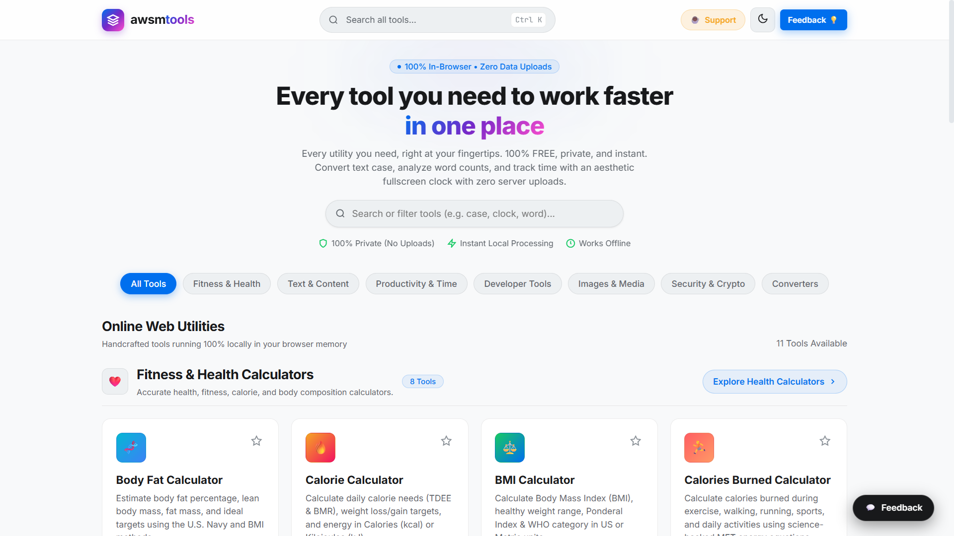 AWSM Tools - 100% In-Browser Private Utilities